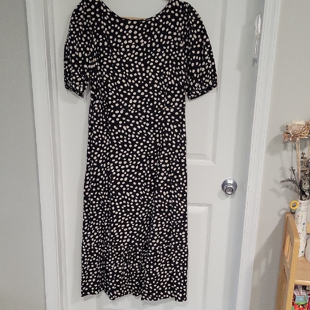 Who What Wear Black Dress with White Dots